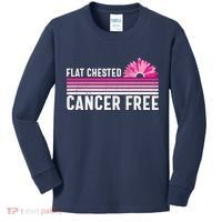 Flat Chested Cancer Free Sunflower Breast Cancer Kids Long Sleeve Shirt thumb 0