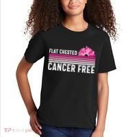 Flat Chested Cancer Free Sunflower Breast Cancer Kids T-Shirt thumb 2