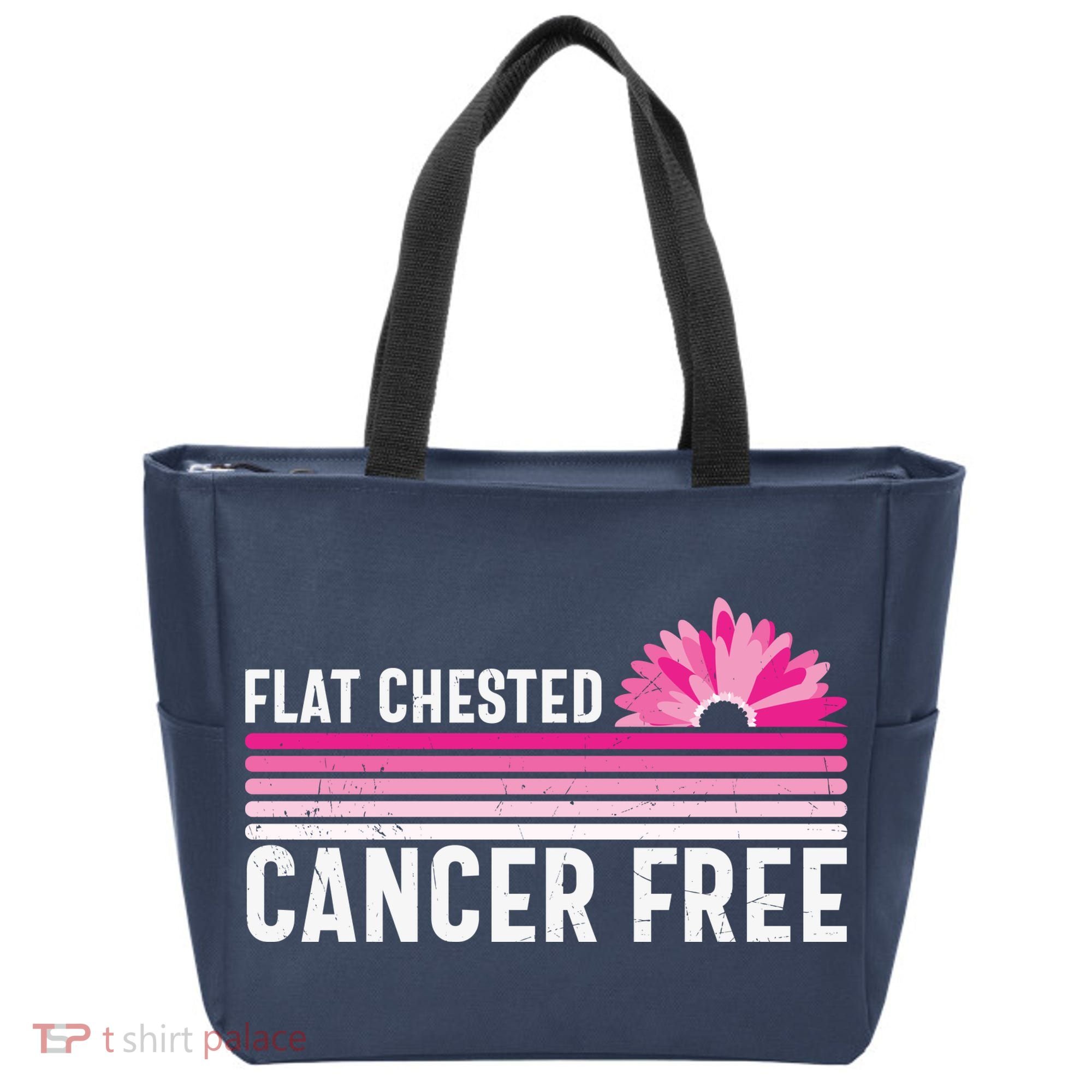 Flat Chested Cancer Free Sunflower Breast Cancer Tote Bag