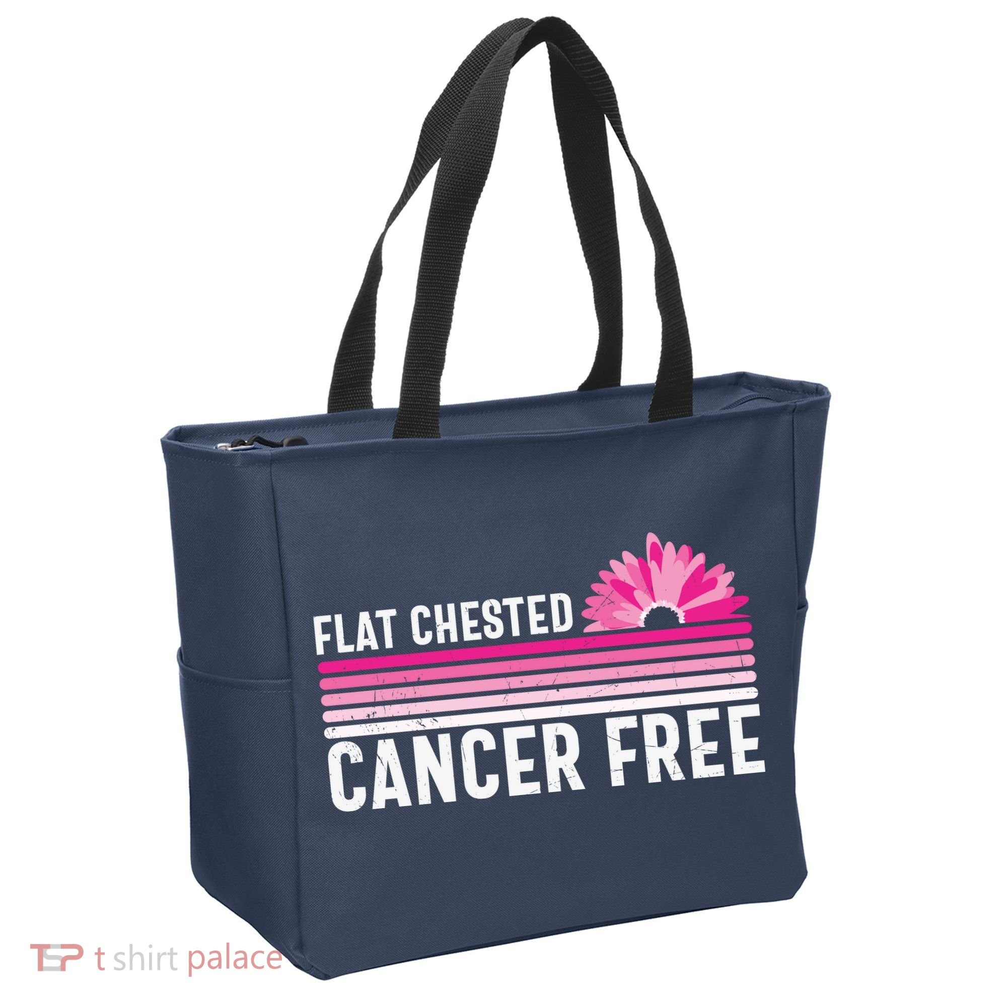 Flat Chested Cancer Free Sunflower Breast Cancer Tote Bag