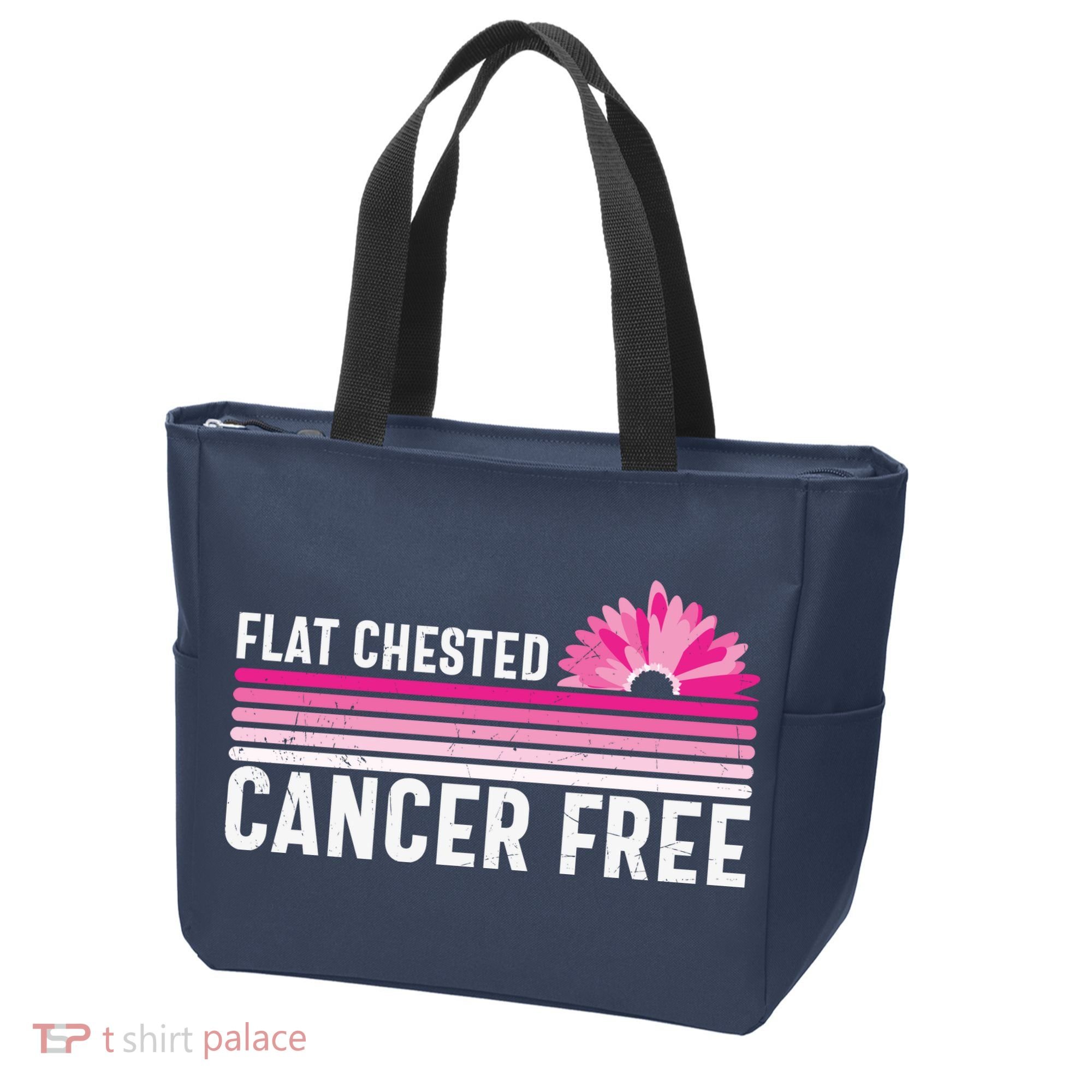 Flat Chested Cancer Free Sunflower Breast Cancer Tote Bag