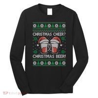 Funny Christmas Cheer Christmas Beer Ugly Sweater Long Sleeve Shirt thumb 0