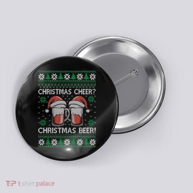 Funny Christmas Cheer Christmas Beer Ugly Sweater Button