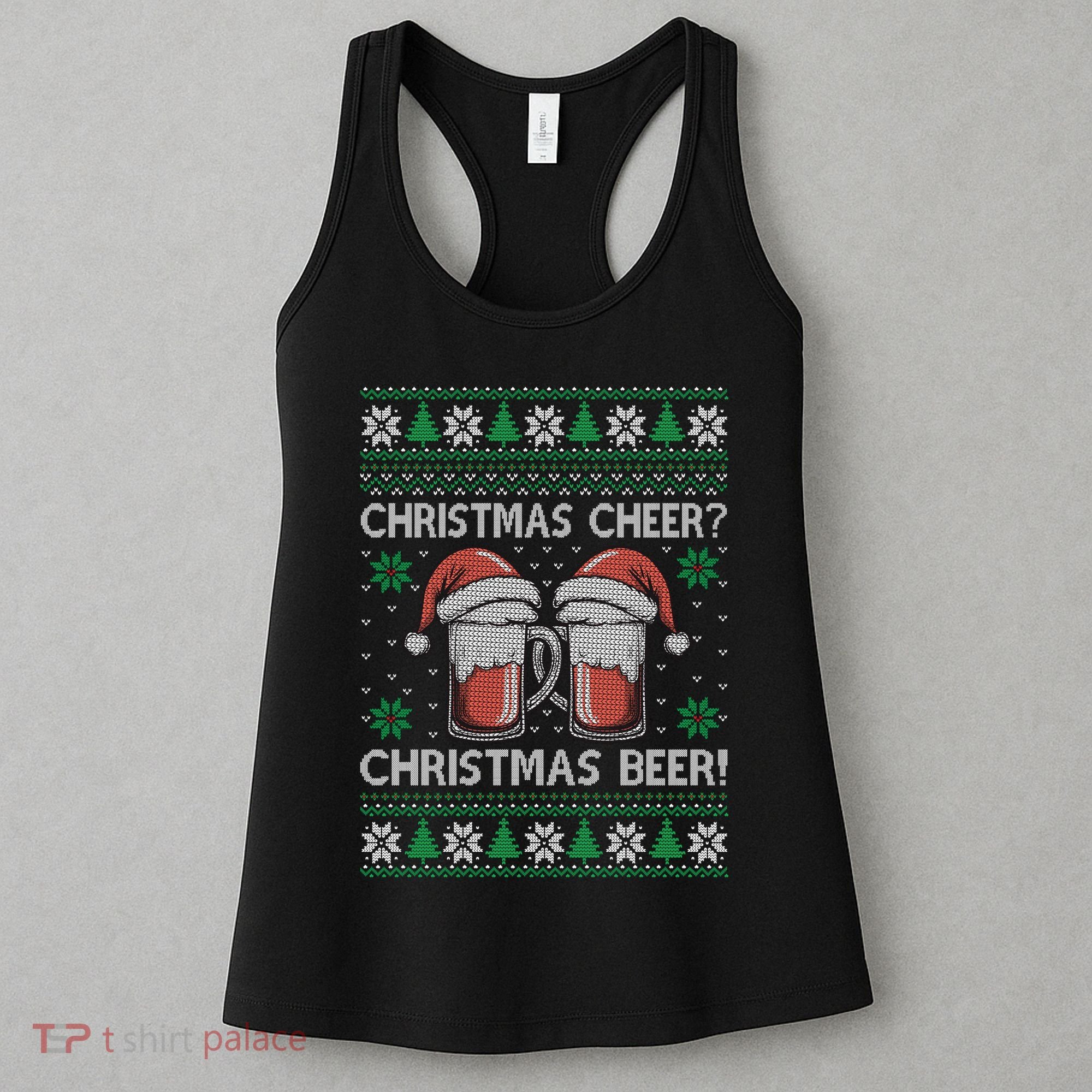 Funny Christmas Cheer Christmas Beer Ugly Sweater Women's Tank Top