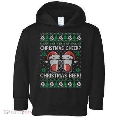 Funny Christmas Cheer Christmas Beer Ugly Sweater Toddler Hoodie