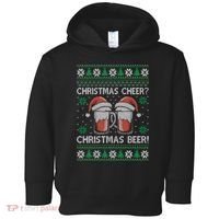Funny Christmas Cheer Christmas Beer Ugly Sweater Toddler Hoodie thumb 0