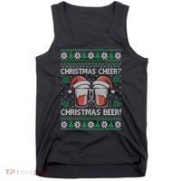 Funny Christmas Cheer Christmas Beer Ugly Sweater Tank Top thumb 0