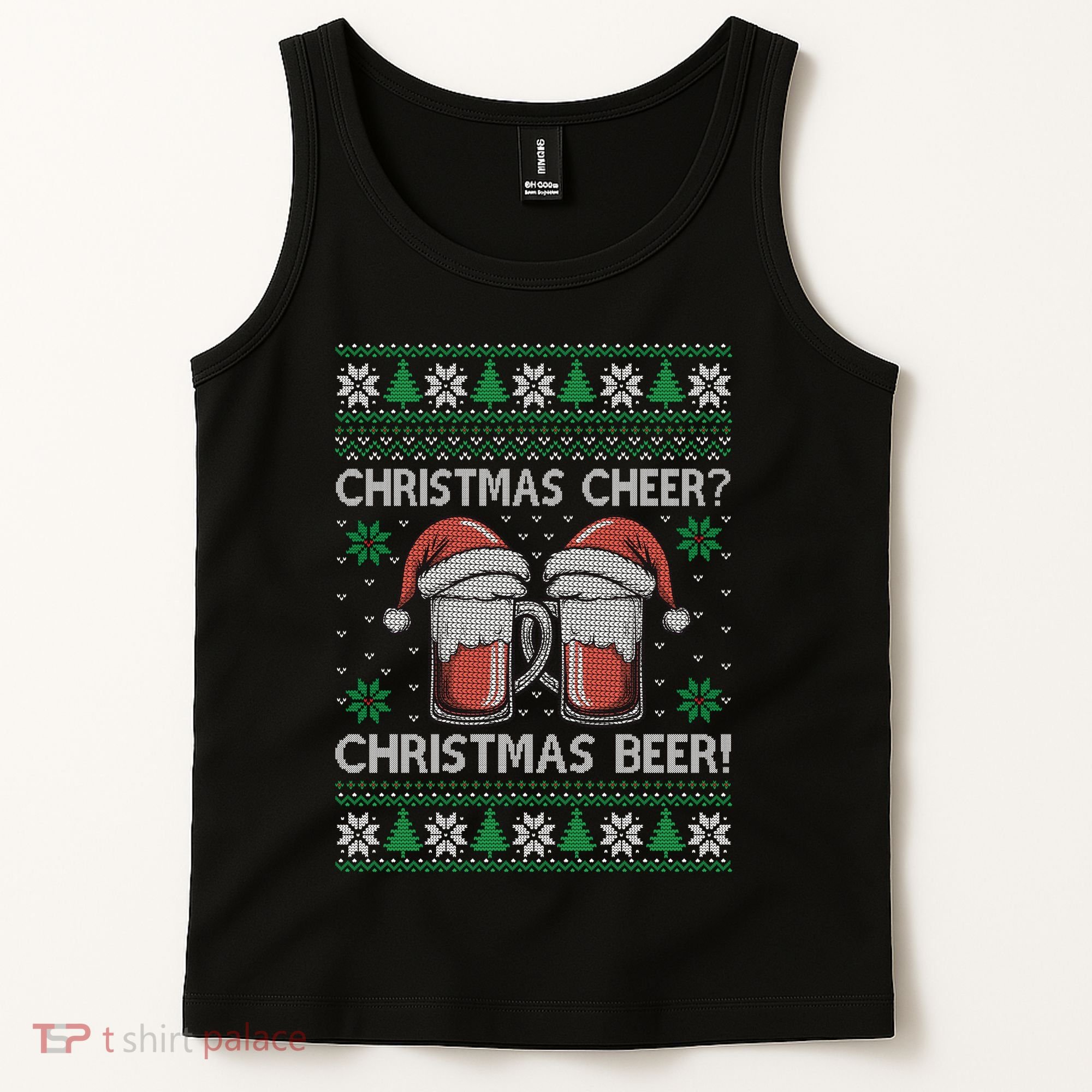 Funny Christmas Cheer Christmas Beer Ugly Sweater Tank Top
