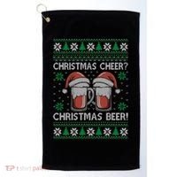 Funny Christmas Cheer Christmas Beer Ugly Sweater Golf Towel thumb 0