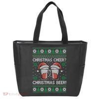 Funny Christmas Cheer Christmas Beer Ugly Sweater Tote Bag thumb 0