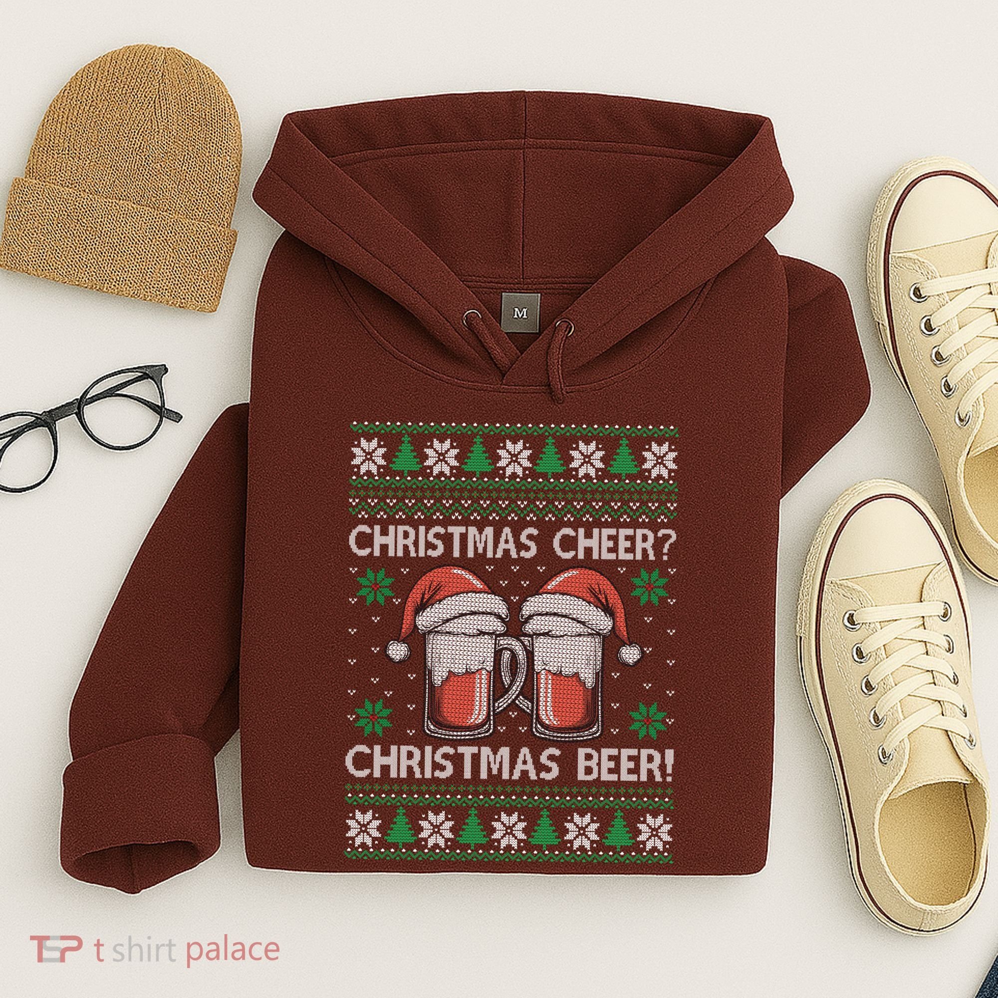Funny Christmas Cheer Christmas Beer Ugly Sweater Hoodie