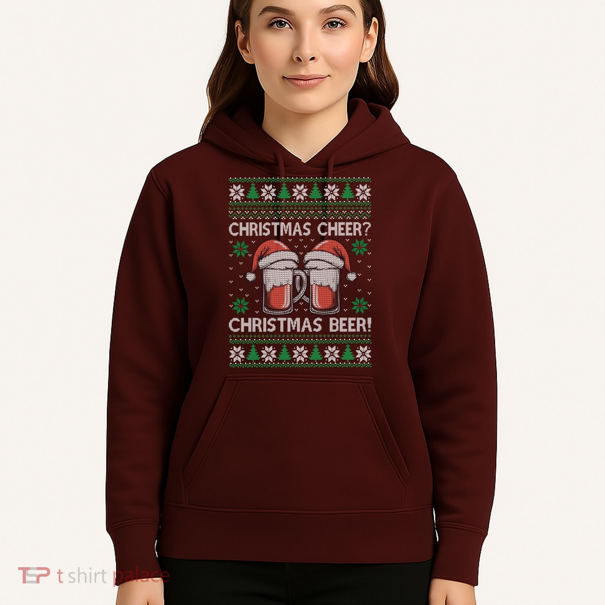Funny Christmas Cheer Christmas Beer Ugly Sweater Hoodie