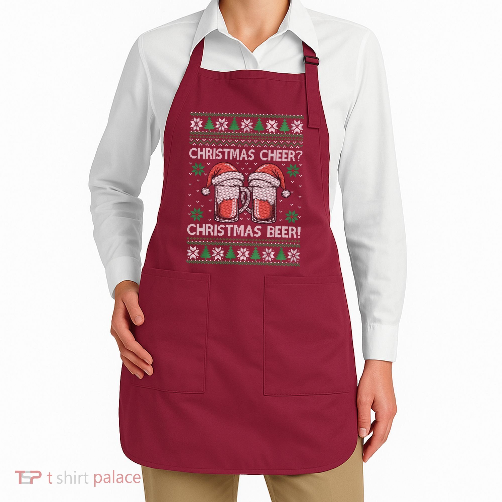 Funny Christmas Cheer Christmas Beer Ugly Sweater Apron