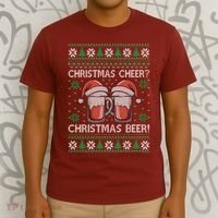 Funny Christmas Cheer Christmas Beer Ugly Sweater T-Shirt thumb 3