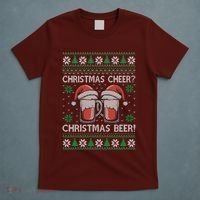 Funny Christmas Cheer Christmas Beer Ugly Sweater T-Shirt thumb 5