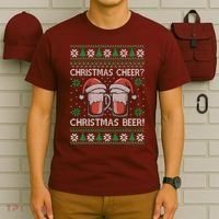 Funny Christmas Cheer Christmas Beer Ugly Sweater T-Shirt thumb 6