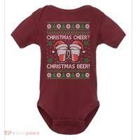 Funny Christmas Cheer Christmas Beer Ugly Sweater Baby Bodysuit thumb 0
