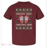 Funny Christmas Cheer Christmas Beer Ugly Sweater Toddler T-Shirt thumb 0