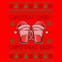 Funny Christmas Cheer Christmas Beer Ugly Sweater Santa Hat thumb 1