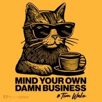 Funny Coffee Cat Mind Your Own Damn Business #Tim Walz 2024 Election Baby Bodysuit thumb 2