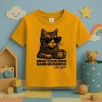Funny Coffee Cat Mind Your Own Damn Business #Tim Walz 2024 Election Toddler T-Shirt thumb 3
