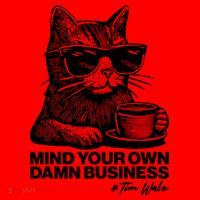 Funny Coffee Cat Mind Your Own Damn Business #Tim Walz 2024 Election Santa Hat thumb 1