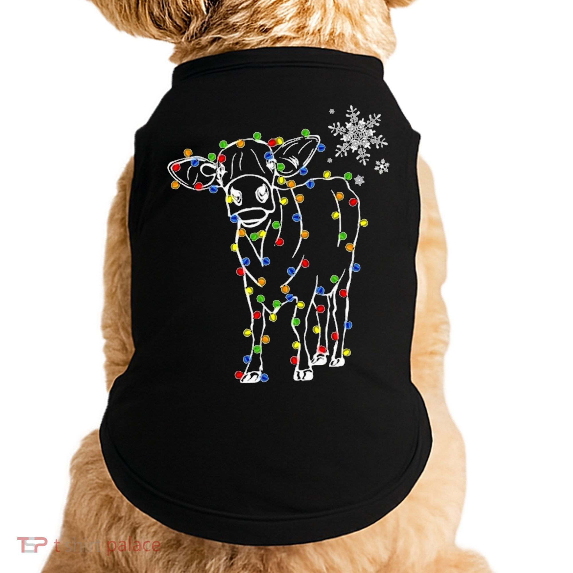 Festive Cow Christmas Light Decoration Doggie Tank