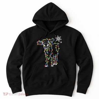 Festive Cow Christmas Light Decoration Hoodie