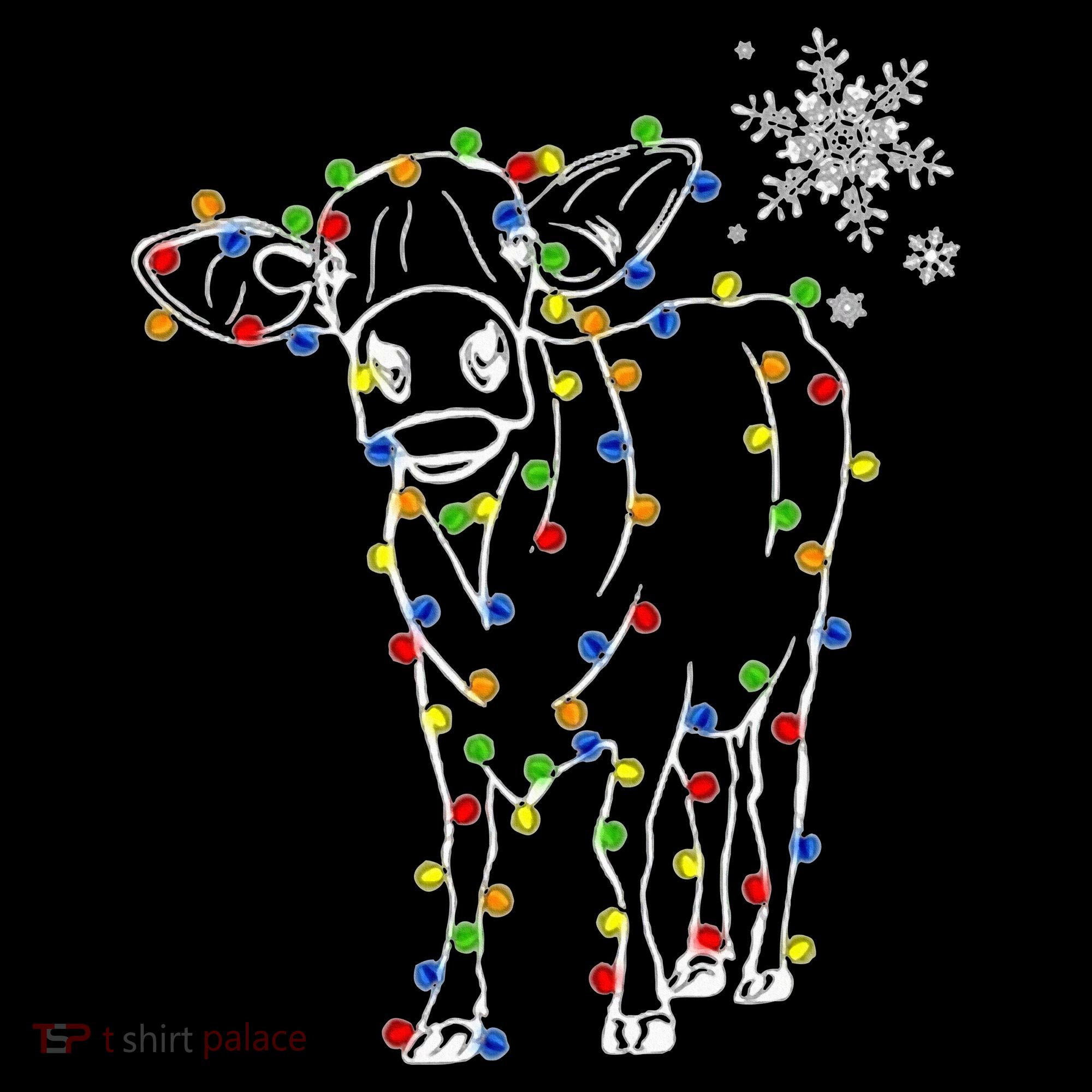 Festive Cow Christmas Light Decoration Long Sleeve Shirt