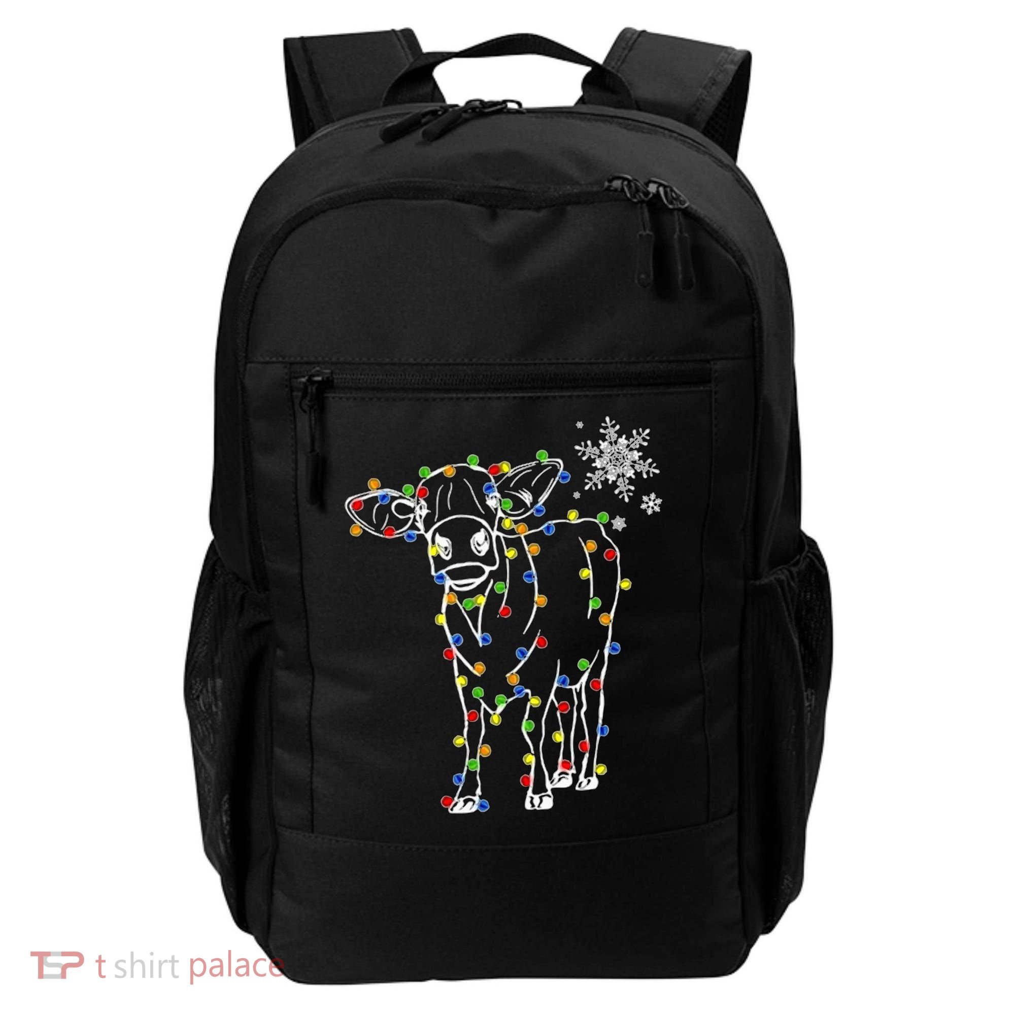 Festive Cow Christmas Light Decoration Backpack