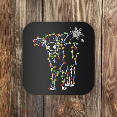 Festive Cow Christmas Light Decoration Coaster