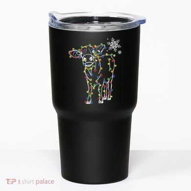 Festive Cow Christmas Light Decoration Tumbler