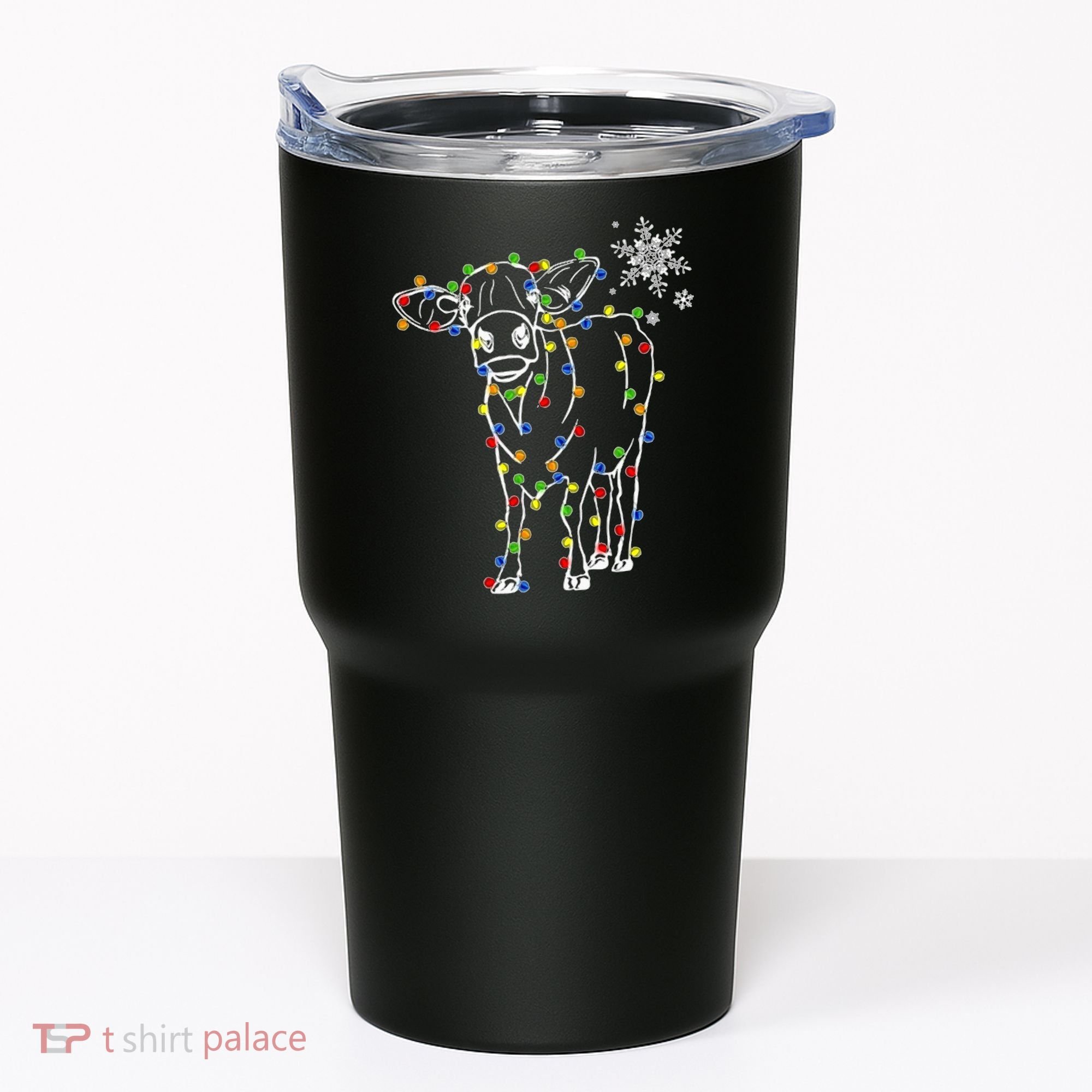 Festive Cow Christmas Light Decoration Tumbler