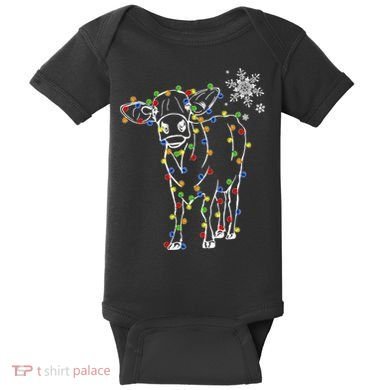 Festive Cow Christmas Light Decoration Baby Bodysuit