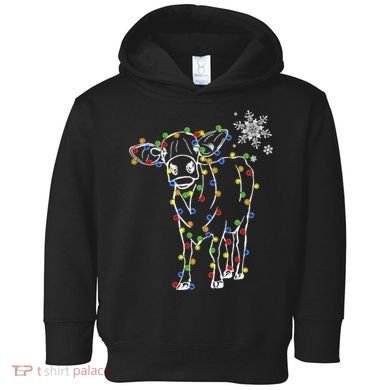 Festive Cow Christmas Light Decoration Toddler Hoodie