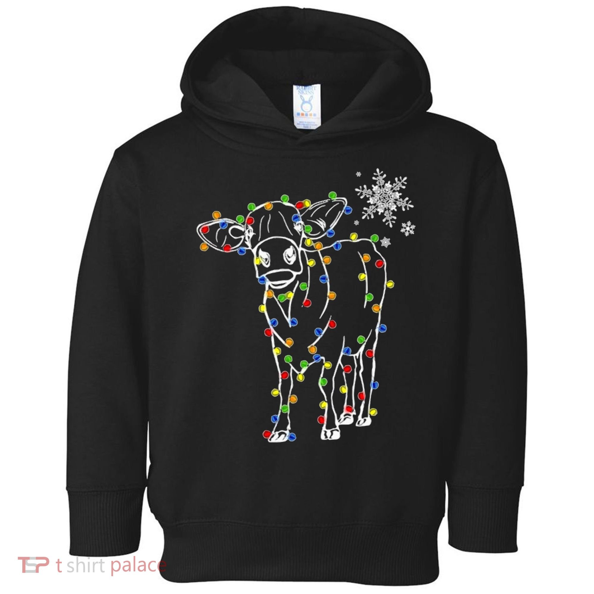 Festive Cow Christmas Light Decoration Toddler Hoodie
