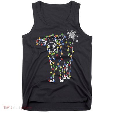Festive Cow Christmas Light Decoration Tank Top
