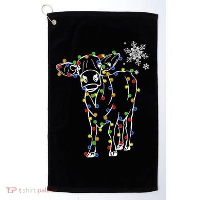 Festive Cow Christmas Light Decoration Golf Towel