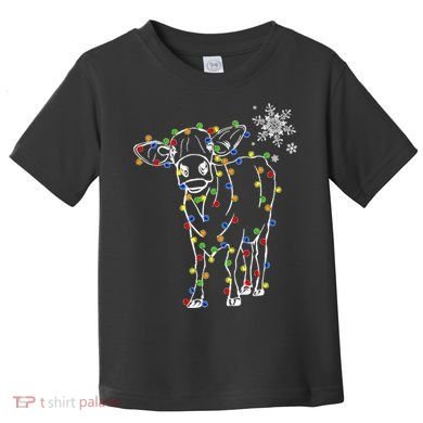 Festive Cow Christmas Light Decoration Toddler T-Shirt