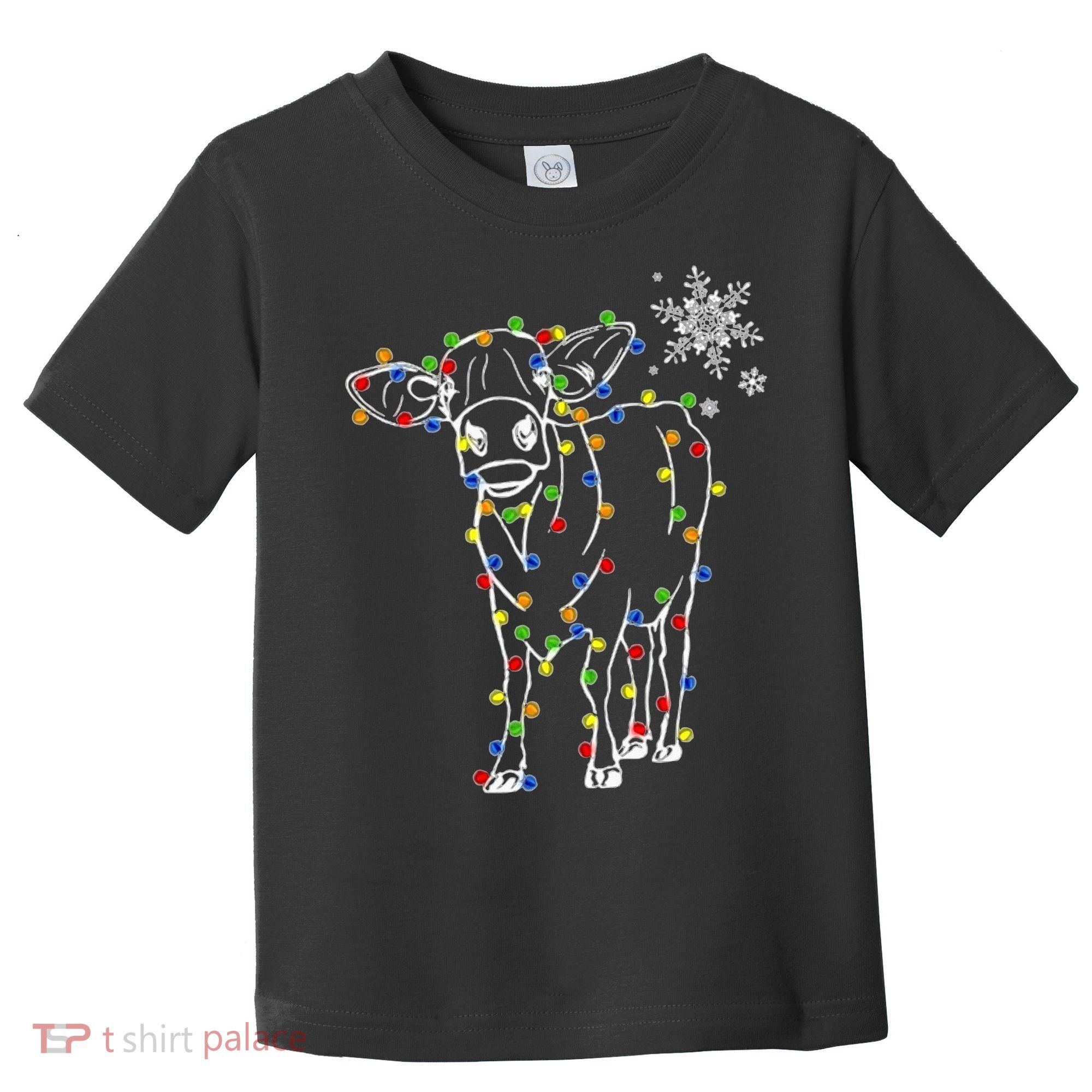 Festive Cow Christmas Light Decoration Toddler T-Shirt