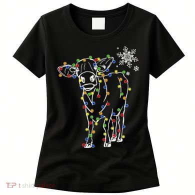 Festive Cow Christmas Light Decoration Women's T-Shirt