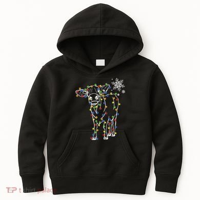 Festive Cow Christmas Light Decoration Kids Hoodie