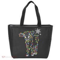 Festive Cow Christmas Light Decoration Tote Bag thumb 0