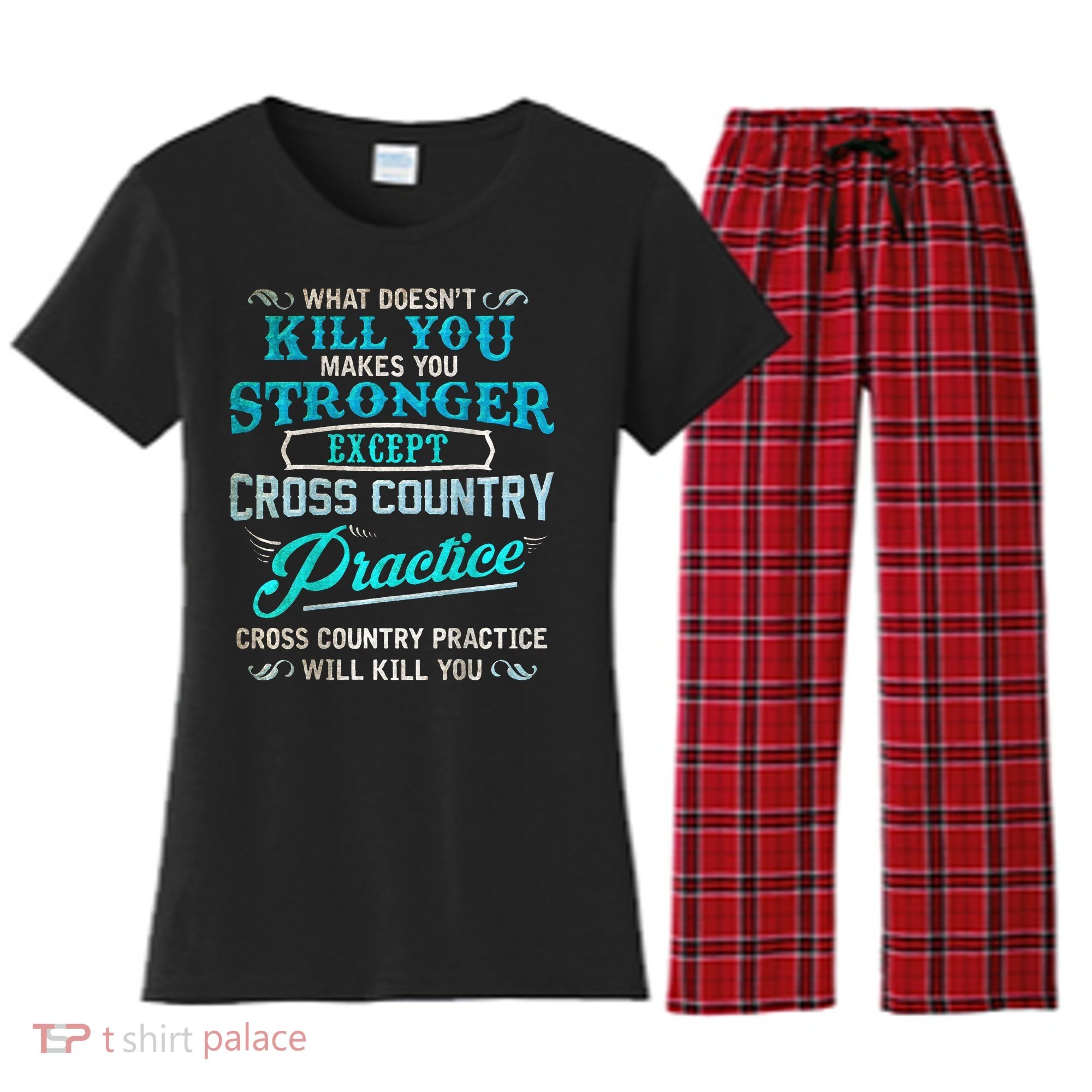 Funny Cross Country Runner Gift For Running Coach Women's Flannel Pajama Set