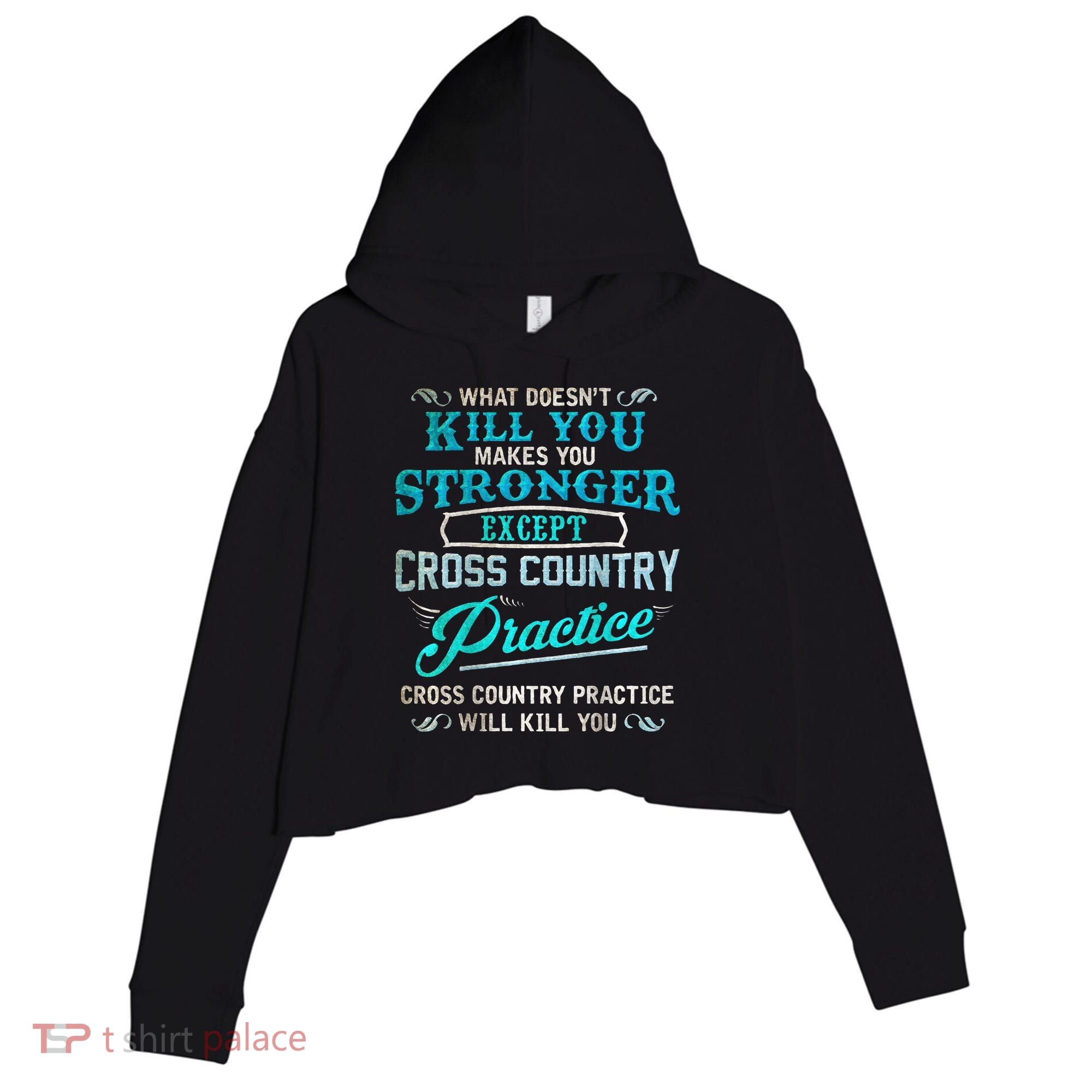 Funny Cross Country Runner Gift For Running Coach Crop Fleece Hoodie