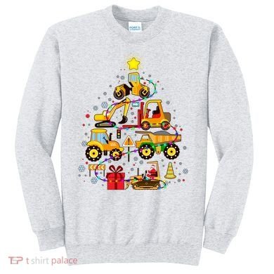 Funny Christmas Construction Vehicles Tree Sweatshirt
