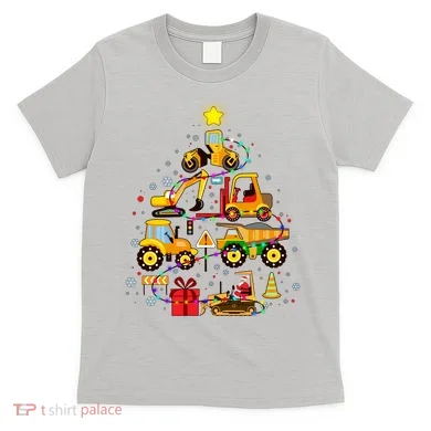 Funny Christmas Construction Vehicles Tree T-Shirt