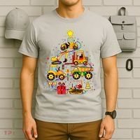 Funny Christmas Construction Vehicles Tree T-Shirt thumb 6