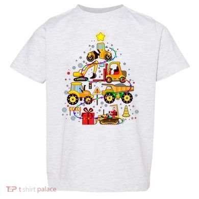 Funny Christmas Construction Vehicles Tree Toddler T-Shirt