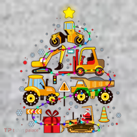Funny Christmas Construction Vehicles Tree Toddler T-Shirt thumb 2